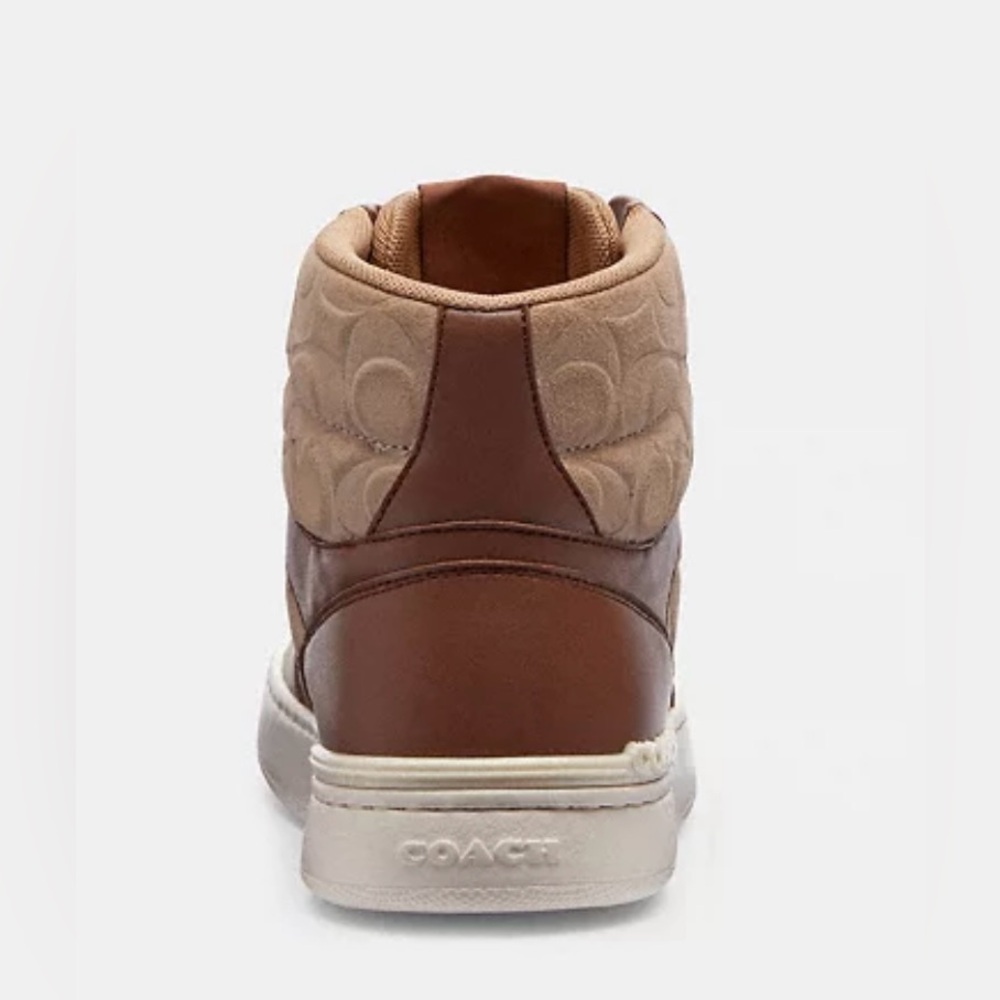 New Authentic Coach Mens Taupe Clip Court High Top Sneaker In Signature Sz 11 - Picture 4 of 14